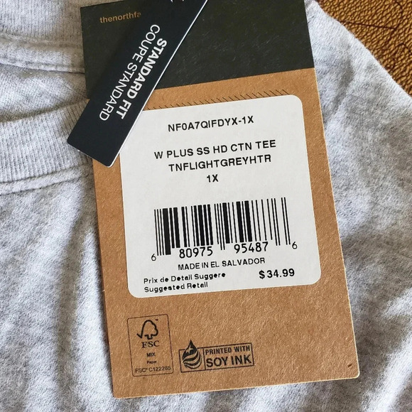 *THE NORTH FACE NWT, Grey T-shirt, Size 1X - Picture 3 of 5